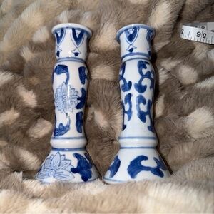Blue and White Ceramic Candle Holders